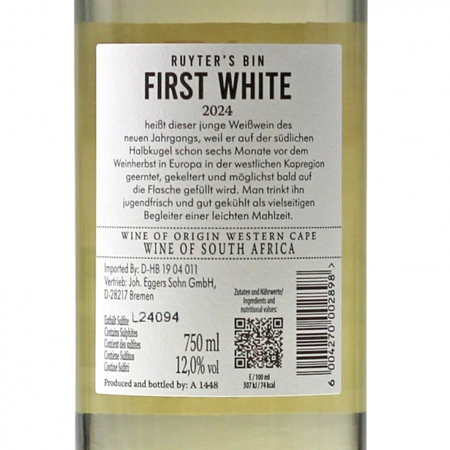 Ruyter's Bin First White 0,75 L 12,5 % vol