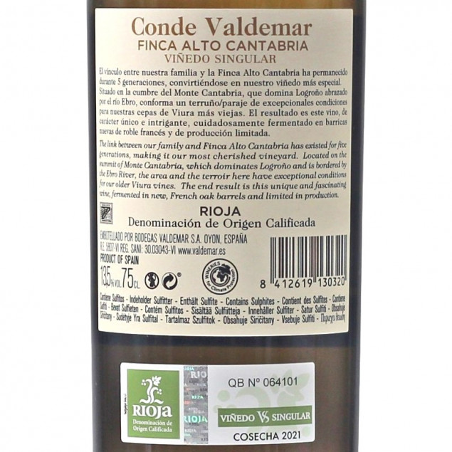 Conde Valdemar Finca Alto Cantabria 0,75 L 13,5% vol