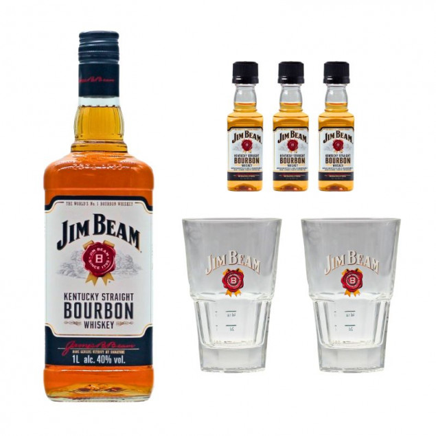 Image of Jim Beam Whiskey Geschenkset 6-teilig mit Longdrink Gläser