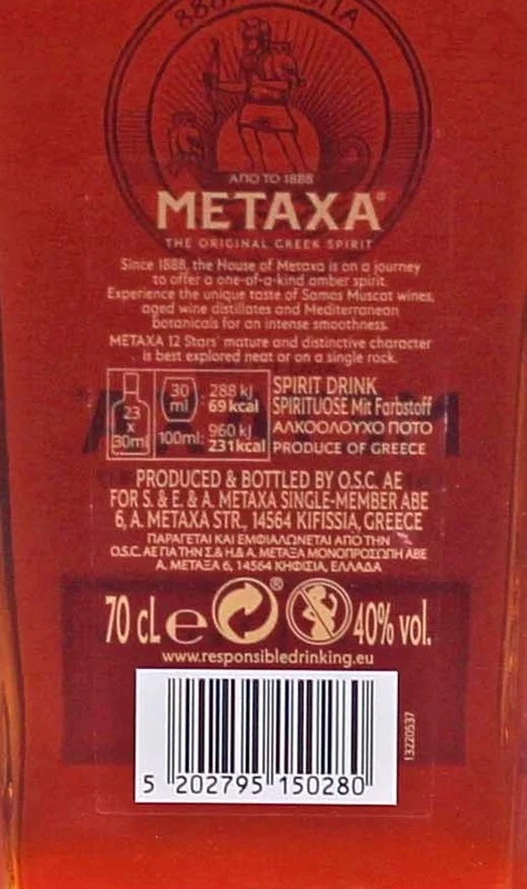 Metaxa 12 Sterne Brandy 0,7 Liter 40 % vol