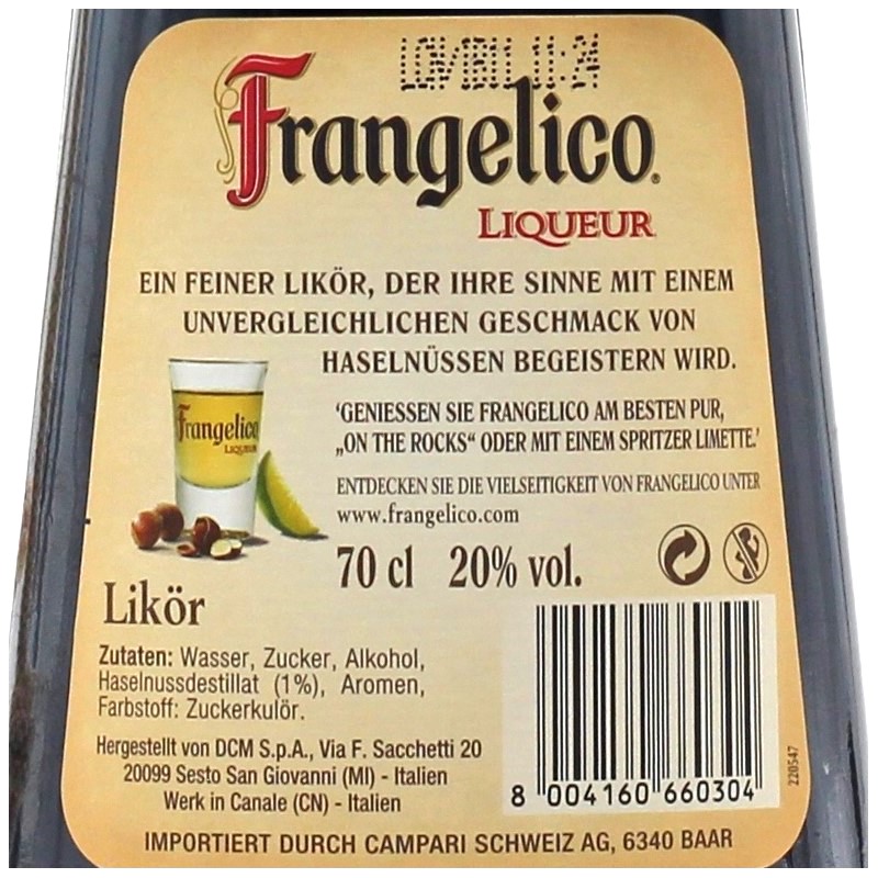 Frangelico Liqueur günstig vol Haselnusslikör kaufen 0,7 L 20