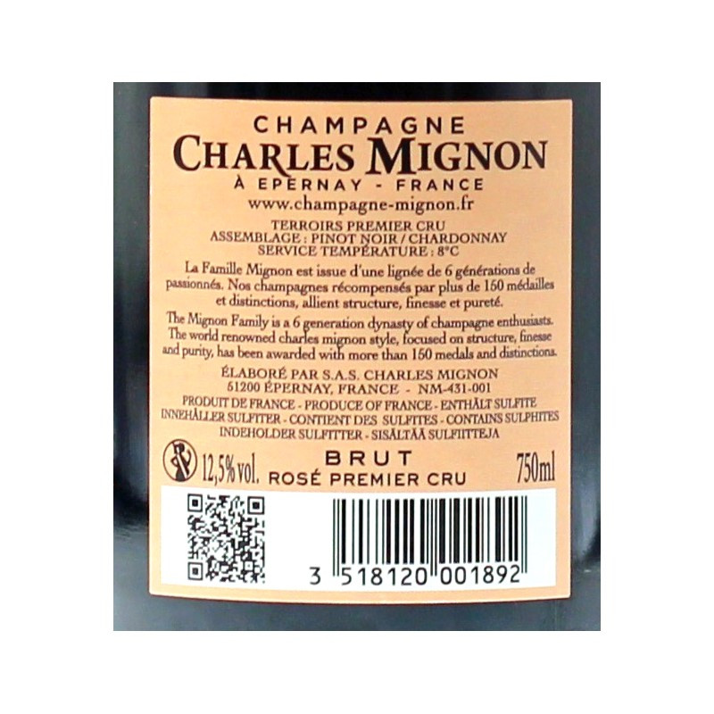 Champagner Charles Mignon Rosé Premier Cru Brut 0,75 L 12,5 % vol