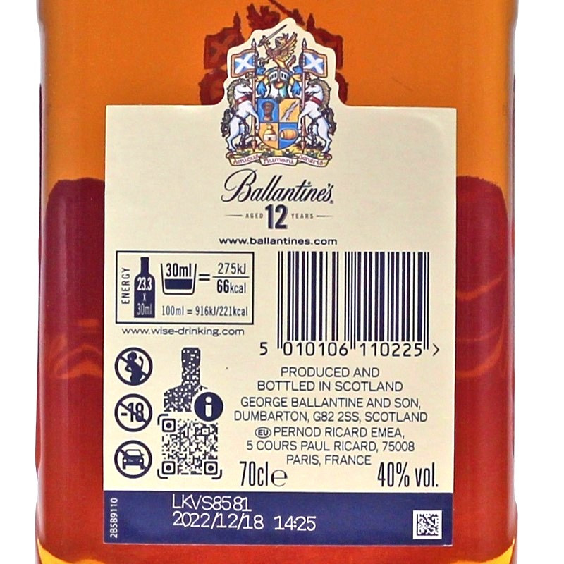 Ballantines 12 Jahre Blended Scotch Whisky 0,7 L 40% vol