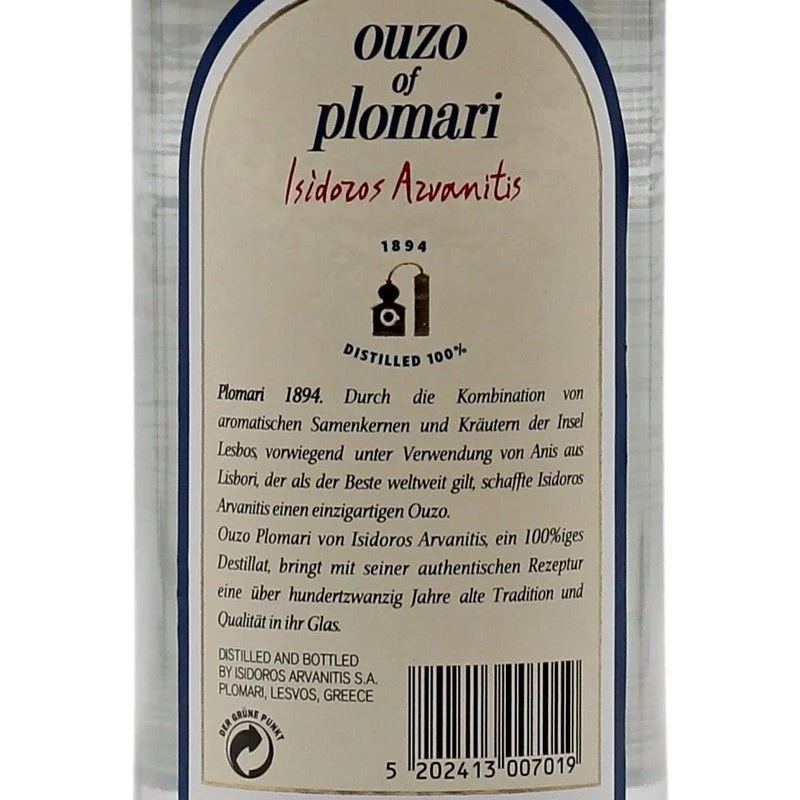 Ouzo Plomari ein Arvanitis von Isidoros Spitzenprodukt