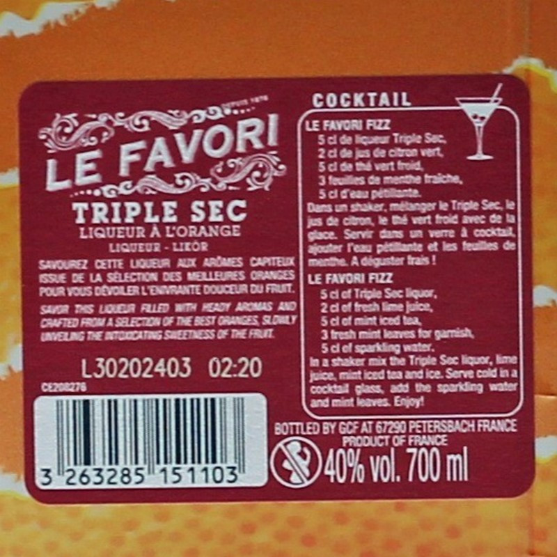 Le Favori Triple Sec Orangenlikör günstig kaufen