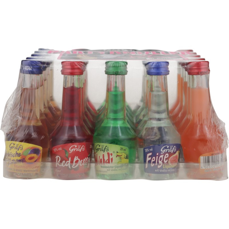 Gräf's Partyknüller-Set (25x 0,02 L) Fruchtlikör 0,5 L 16% - 20% vol